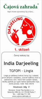 India Darjeeling TGFOPI Lingia - černý čaj černý čaj 1000g