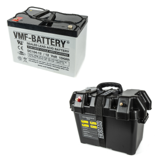 VMF trakční baterie AGM 104Ah 12V Deep Cycle + box na baterie
