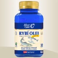 BLUE CARE Rybí olej 1000 mg - Omega 3 EPA + DHA - 50 tob., doplněk stravy (Chraňte své srdce i duševní zdraví)