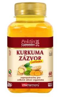 Kurkuma &amp; Zázvor Gummies XXL, 60 gum., doplněk stravy (  Superpotravina pro celkové zdraví organismu)