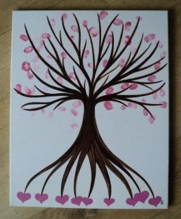 Svatební strom automatickou kresbou, 40 x 50 cm (každý svatebčan obtiskne prst místo lístku)