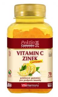 Vitamin C &amp; Zinek Gummies XXL, 70 gum., doplněk stravy  (Pektinové gummies pro podporu imunity)