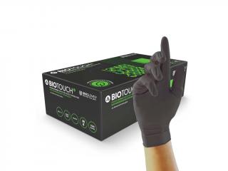 Jednorázove rukavice Unigloves BioTouch – biologicky odbouratelné nitrilové rukavice černé - 100ks Velikost: L
