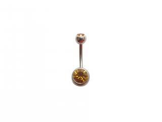 Ocelový piercing banánek s krystaly mix barev 1,6 x 10mm Velikost: Oranžová 1,6 x 10mm