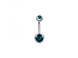 Ocelový piercing banánek s krystaly mix barev 1,6 x 10mm Velikost: Zelená 1,6 x 10mm