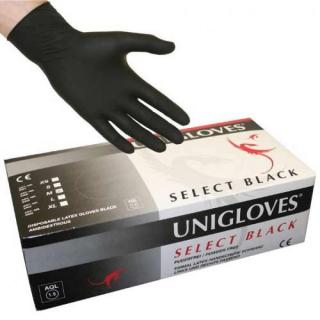 UNIGLOVES Select Black M jednorázové latexové rukavice, velikost M (7-8)