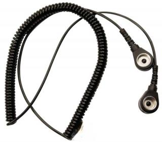 ESD Zemnící kabel - 2,4 m, patentka 10 mm / patentka 10 mm, černý