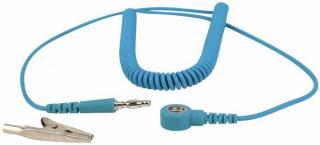 ESD Zemnící kabel - 2,4 m, patentka 7 mm / banánek + krokosvorka, modrý