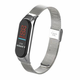 Deveroux Ocelový milánský řemínek pro MiBand 3/4, easy click - Stříbrný DEV0006