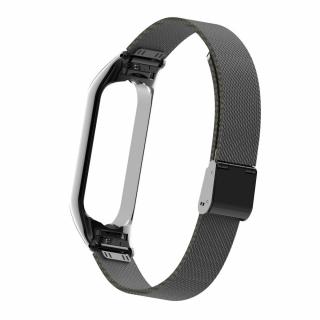 Deveroux Ocelový milánský řemínek pro MiBand 5, easy click - Černý DEV0008