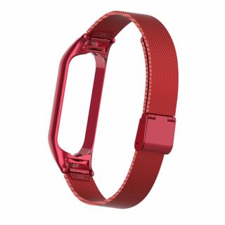 Deveroux Ocelový milánský řemínek pro MiBand 5, easy click - Červený DEV0009  Barva - červená