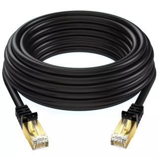 Venkovní kabel eJe 10m Cat.5e Patch F/UTP (FTP) PE 2x RJ45 lanko - černý