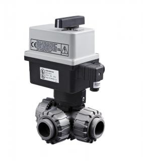 PVC Kulový el. třícestný ventil 50 mm nové FIP-L