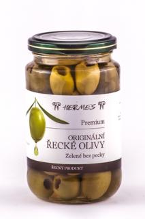 Zelené vypeckované olivy ve skle