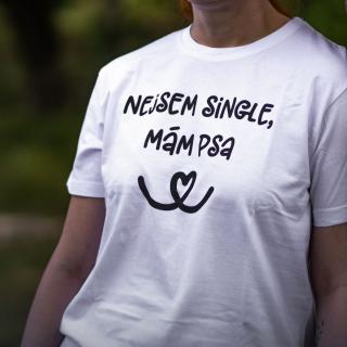 Bílé tričko Nejsem single, mám psa velikost: L