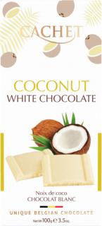 Tabulková čokoláda Cachet - Bílá s kokosem, 100 G