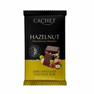 Tabulková čokoláda Cachet - Hořká s lískovými ořechy, 300 G