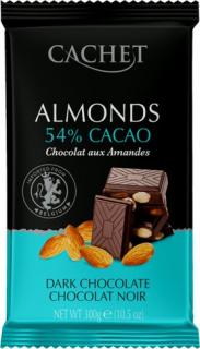 Tabulková čokoláda Cachet - Hořká s mandlemi 54%, 300 G