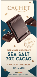Tabulková čokoláda Cachet - Hořká s mořskou solí, 100 G
