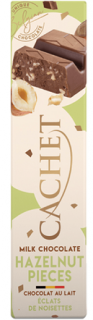 Tabulková čokoláda Cachet - Mléčná čokoláda s kousky lískových ořechů, 50 G