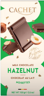 Tabulková čokoláda Cachet - Mléčná s lískovými ořechy, 100 G