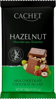 Tabulková čokoláda Cachet - Mléčná s lískovými ořechy, 300 G