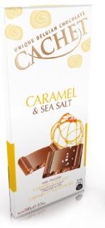 Tabulková čokoláda Cachet - Mléčná s mořskou solí a karamelem, 100 G