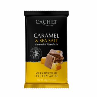 Tabulková čokoláda Cachet - Mléčná s mořskou solí a karamelem, 300 G