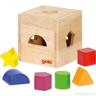 Dřevěný třídící box Goki (6 tvarů, 1 box)
