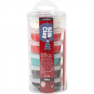 Modelovací hmota Silk Clay ve vánočních barvách (6 barev po 14 g)