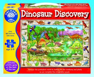 Objevování dinosaurů - anglické popisky - kartónové puzzle 150 dílků, 60,5 x 41 cm