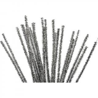 Žinilikové modelovací drátky, stříbrné, 24 kusů, délka 30 cm