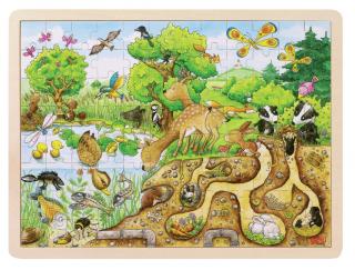 Život v přírodě - dřevěné puzzle s rámem, 96ks - 40 x 30 cm