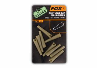 Fox Edges Size 10 Slik Lead Clip Tail rubbers khaki 10ks