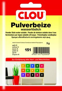 Práškové mořidlo do vody CLOU, 1 sáček - 5g, 151 žlutá G (Wasserbeize 151 žlutá G, 1 sáček)