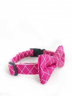 Obojek malina s kostou + motýlek Přezka: KOVOVÁ přezka, Velikost: XS 18-25 cm šířka popruhu 16mm