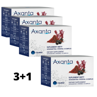AXANTA - ASTAXANTHIN 3+1 ZDARMA - Jeden z Nejsilnějších Antioxidantů + Piperin + Komplex Vit. B