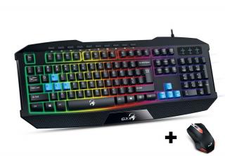 SET GENIUS klávesnice GX GAMING K-215 / herní, drátová, podsvícená/ USB + myš