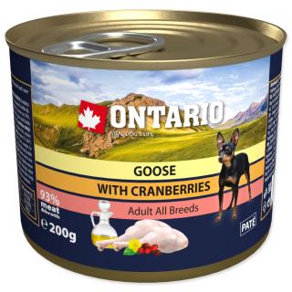 Konzerva ONTARIO Dog Mini Goose, Cranberries, Dandelion and Linseed Oil - 200 g