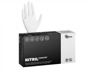 Nitrilové rukavice COMFORT 100 ks, nepudrované, biele, 4,3 g S