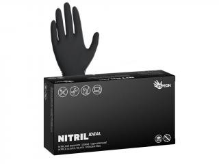 Nitrilové rukavice IDEAL 100 ks, bez púdru, čierne, 3,8 g M