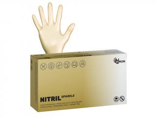 Nitrilové rukavice SPARKLE 100 ks, nepudrované, perleťovo zlaté, 4,0 g XS