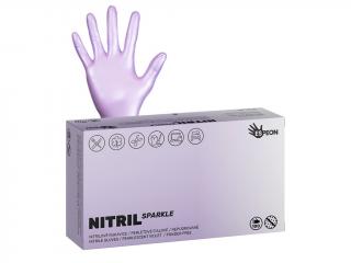 Nitrilové rukavice SPARKLE 100 ks, nepudrované, perlovo fialové, 4,3 g s
