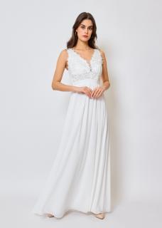 Bílé svatební šaty s krajkou v živůtku Velikost: 42 EU