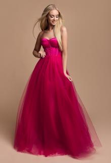 Korzetové maturitní šaty ve výrazné růžové barvě Velikost: M