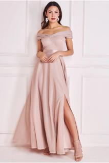 Pudrově růžové lurexové maturitní šaty Velikost: 36 EU