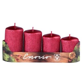 Adventní svíčky, drápané červené 4 ks, 50 mm