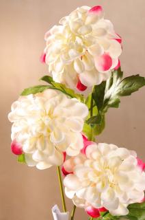 Dahlia bílo-růžová, umělá květina 56 cm