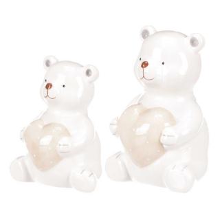 Dekorační medvídek držící srdce, keramický Velikost: Malý