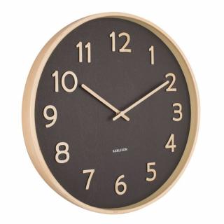Designové nástěnné hodiny Karlsson Pure, dřevěné černé 40 cm